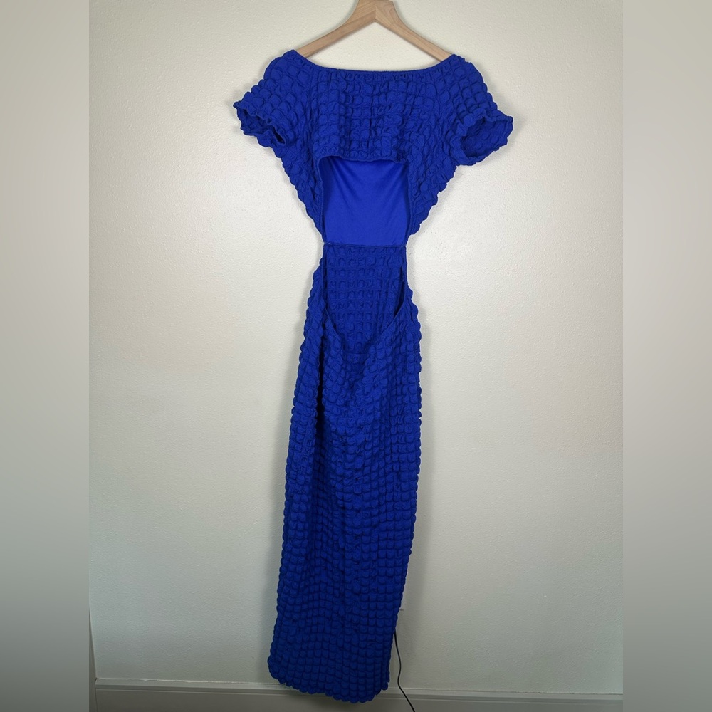 FASHION NOVA Women's Large Vacation Party Blue Hazel Bubble Open Back Maxi Dress - Picture 7 of 8